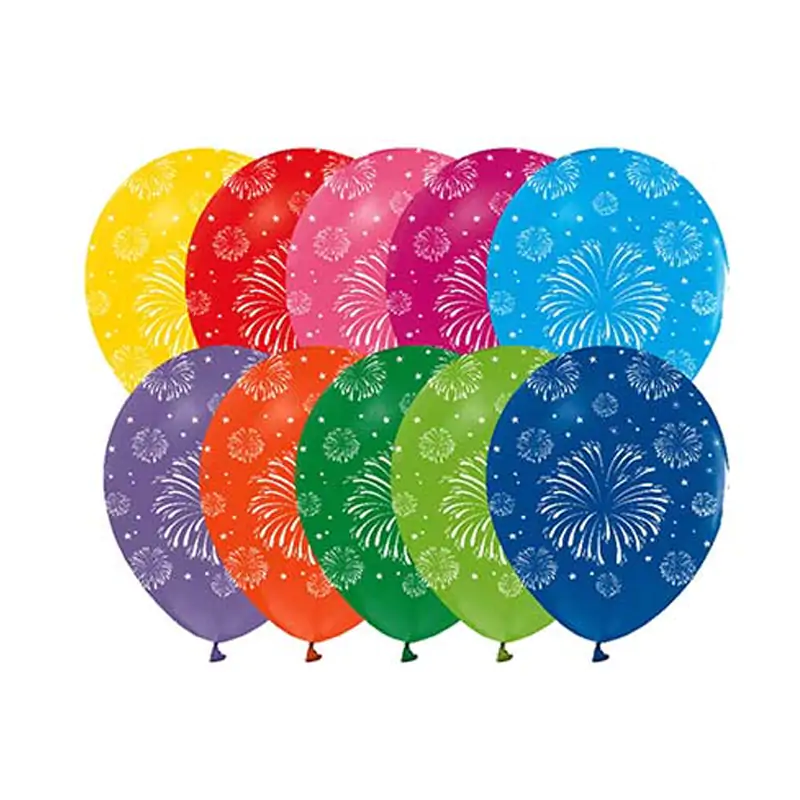 Çepeçevre Yeni Yıl Havai Fişek Baskılı 12" Pastel Balon (100'lük)